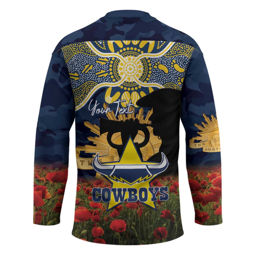 Personalised Cowboys Rugby ANZAC Day Hockey Jersey Last Post Poppy We Will Remember Them