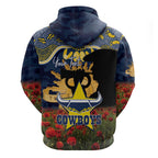 Personalised Cowboys Rugby ANZAC Day Hoodie Last Post Poppy We Will Remember Them