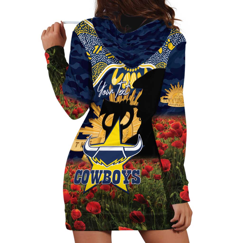 Personalised Cowboys Rugby ANZAC Day Hoodie Dress Last Post Poppy We Will Remember Them