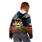 Personalised Cowboys Rugby ANZAC Day Kid Hoodie Last Post Poppy We Will Remember Them
