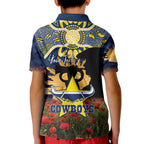 Personalised Cowboys Rugby ANZAC Day Kid Polo Shirt Last Post Poppy We Will Remember Them