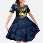 Personalised Cowboys Rugby ANZAC Day Kid Short Sleeve Dress Last Post Poppy We Will Remember Them