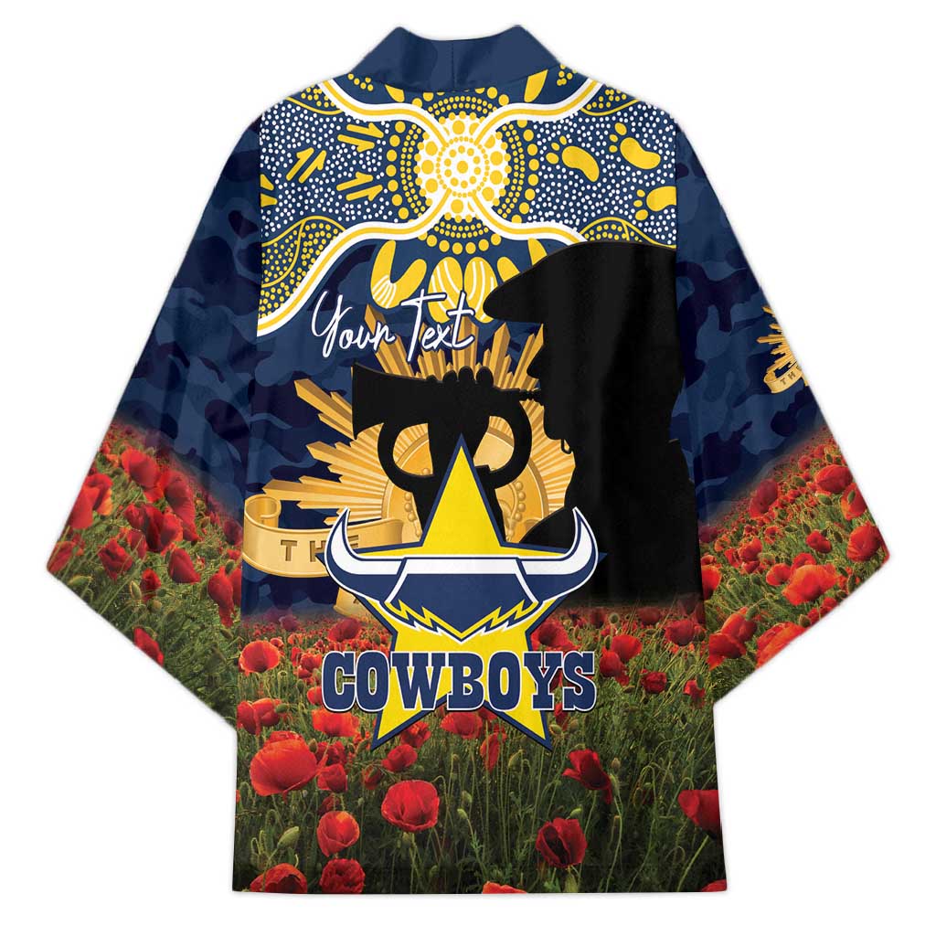 Personalised Cowboys Rugby ANZAC Day Kimono Last Post Poppy We Will Remember Them