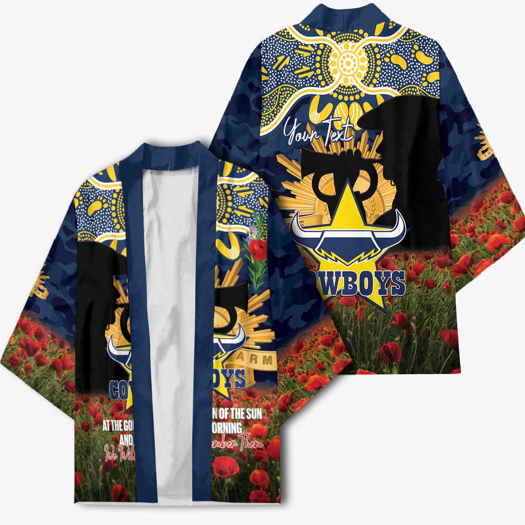 Personalised Cowboys Rugby ANZAC Day Kimono Last Post Poppy We Will Remember Them