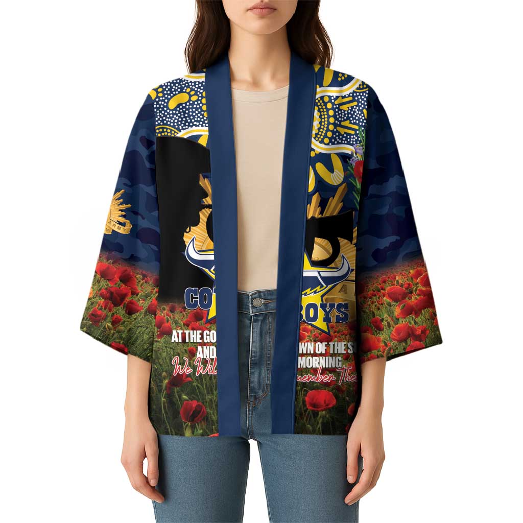 Personalised Cowboys Rugby ANZAC Day Kimono Last Post Poppy We Will Remember Them