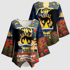 Personalised Cowboys Rugby ANZAC Day Kimono Sleeve Blouse Last Post Poppy We Will Remember Them