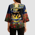 Personalised Cowboys Rugby ANZAC Day Kimono Sleeve Blouse Last Post Poppy We Will Remember Them