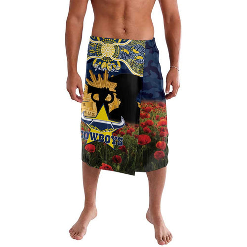 Personalised Cowboys Rugby ANZAC Day Lavalava Last Post Poppy We Will Remember Them