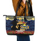 Personalised Cowboys Rugby ANZAC Day Leather Tote Bag Last Post Poppy We Will Remember Them