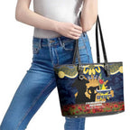 Personalised Cowboys Rugby ANZAC Day Leather Tote Bag Last Post Poppy We Will Remember Them