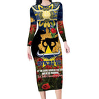 Personalised Cowboys Rugby ANZAC Day Long Sleeve Bodycon Dress Last Post Poppy We Will Remember Them