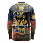Personalised Cowboys Rugby ANZAC Day Long Sleeve Shirt Last Post Poppy We Will Remember Them