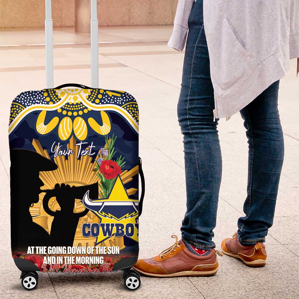 Personalised Cowboys Rugby ANZAC Day Luggage Cover Last Post Poppy We Will Remember Them