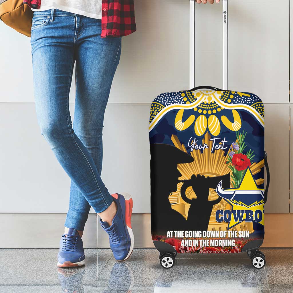 Personalised Cowboys Rugby ANZAC Day Luggage Cover Last Post Poppy We Will Remember Them