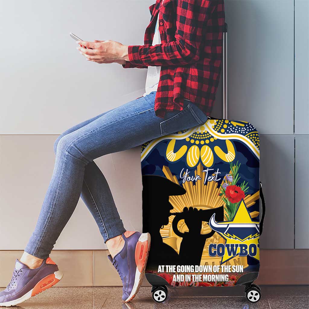 Personalised Cowboys Rugby ANZAC Day Luggage Cover Last Post Poppy We Will Remember Them