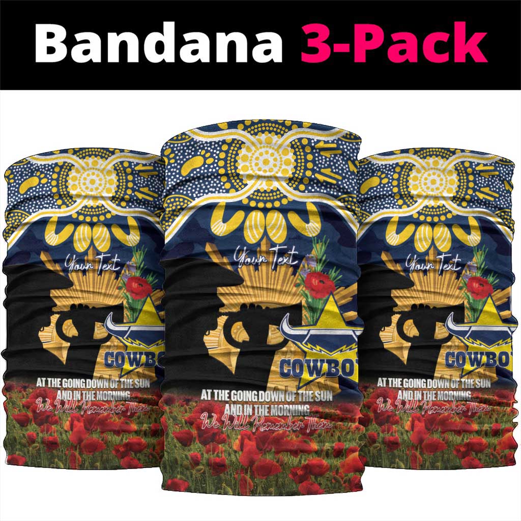 Personalised Cowboys Rugby ANZAC Day Neck Gaiter Last Post Poppy We Will Remember Them