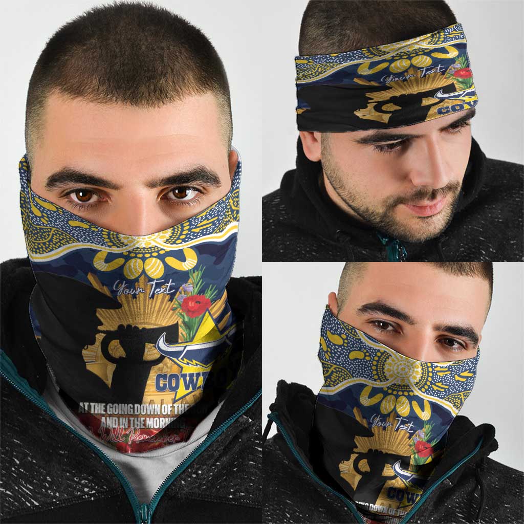 Personalised Cowboys Rugby ANZAC Day Neck Gaiter Last Post Poppy We Will Remember Them