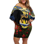 Personalised Cowboys Rugby ANZAC Day Off Shoulder Short Dress Last Post Poppy We Will Remember Them