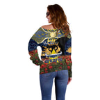 Personalised Cowboys Rugby ANZAC Day Off Shoulder Sweater Last Post Poppy We Will Remember Them