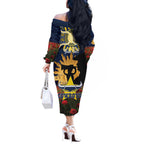 Personalised Cowboys Rugby ANZAC Day Off The Shoulder Long Sleeve Dress Last Post Poppy We Will Remember Them