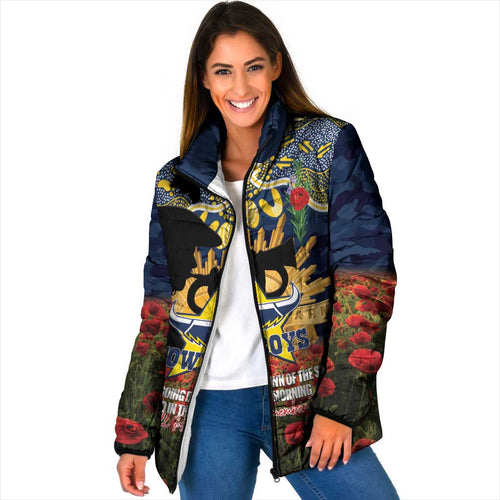 Personalised Cowboys Rugby ANZAC Day Padded Jacket Last Post Poppy We Will Remember Them