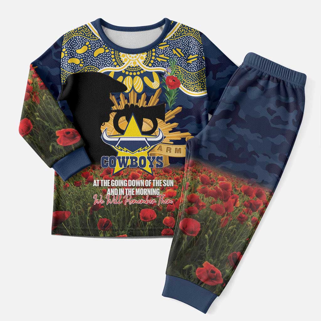 Personalised Cowboys Rugby ANZAC Day Pajama Set Last Post Poppy We Will Remember Them