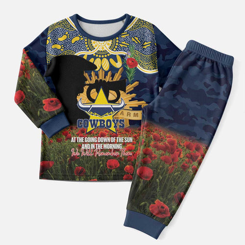 Personalised Cowboys Rugby ANZAC Day Pajama Set Last Post Poppy We Will Remember Them