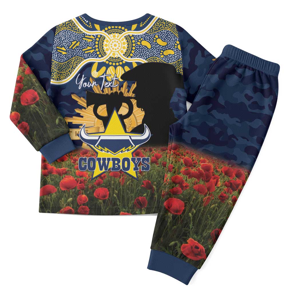 Personalised Cowboys Rugby ANZAC Day Pajama Set Last Post Poppy We Will Remember Them