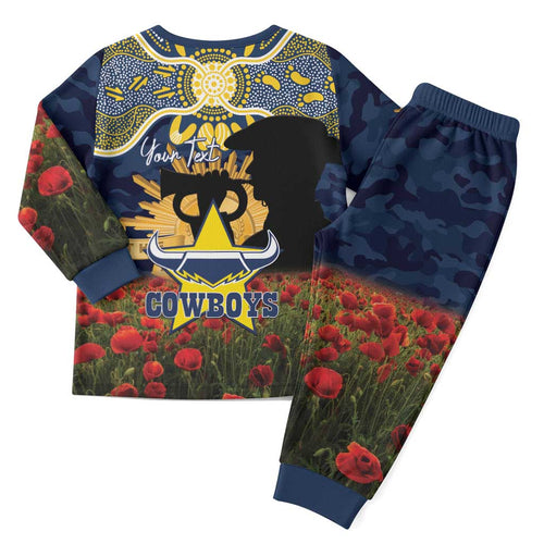 Personalised Cowboys Rugby ANZAC Day Pajama Set Last Post Poppy We Will Remember Them