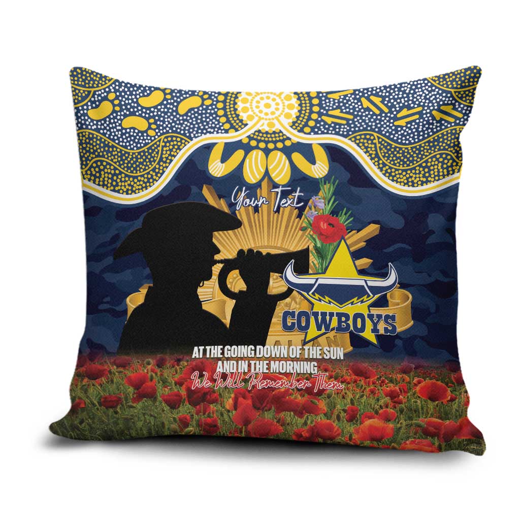 Personalised Cowboys Rugby ANZAC Day Pillow Cover Last Post Poppy We Will Remember Them