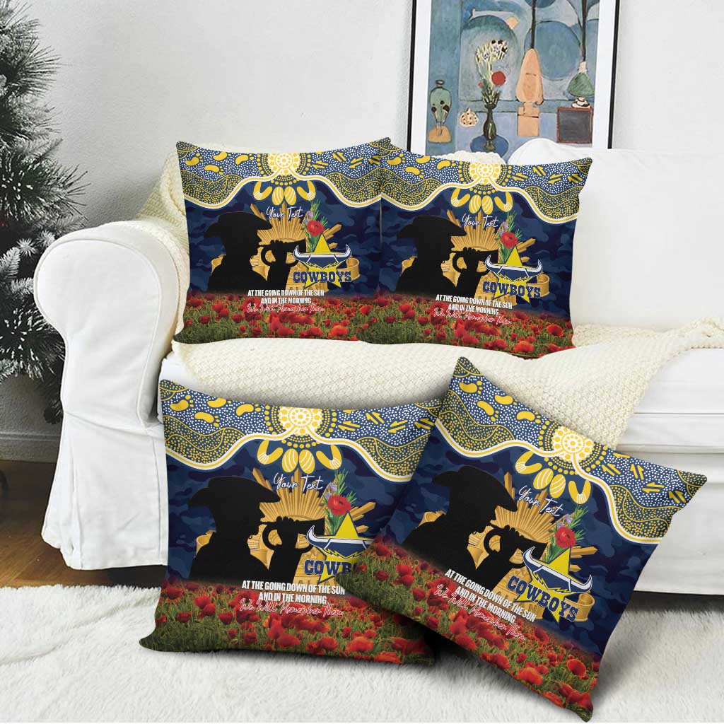 Personalised Cowboys Rugby ANZAC Day Pillow Cover Last Post Poppy We Will Remember Them