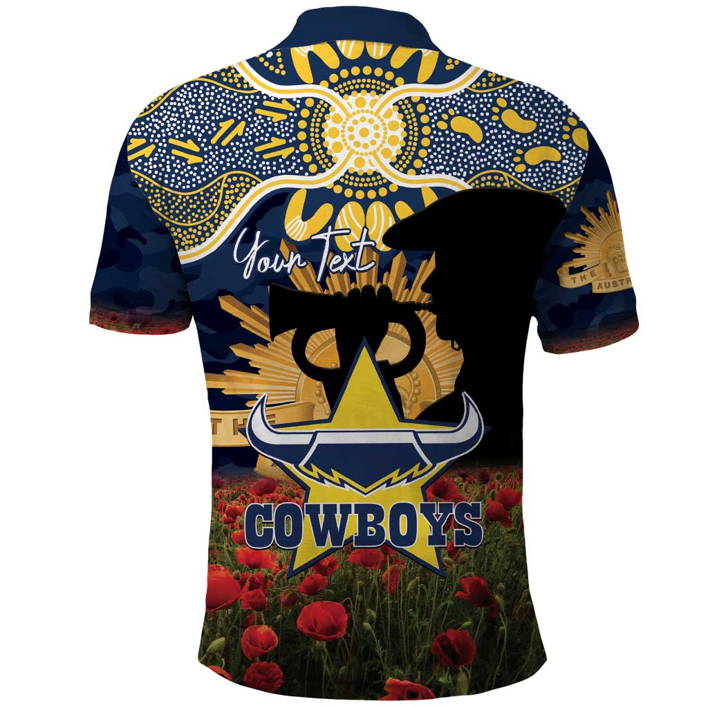 Personalised Cowboys Rugby ANZAC Day Polo Shirt Last Post Poppy We Will Remember Them