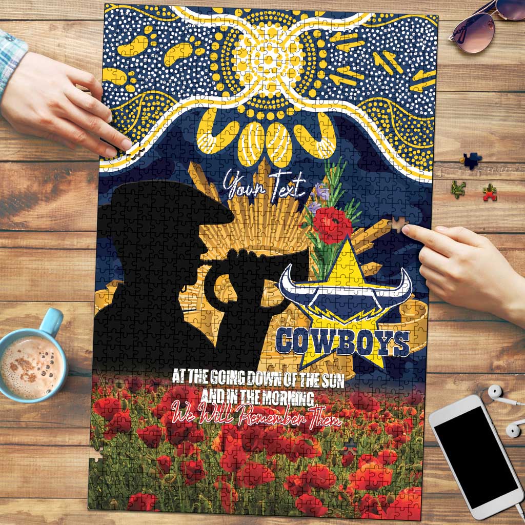 Personalised Cowboys Rugby ANZAC Day Puzzle Last Post Poppy We Will Remember Them