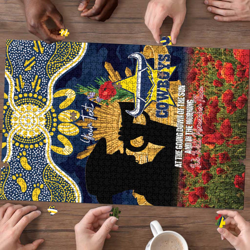 Personalised Cowboys Rugby ANZAC Day Puzzle Last Post Poppy We Will Remember Them