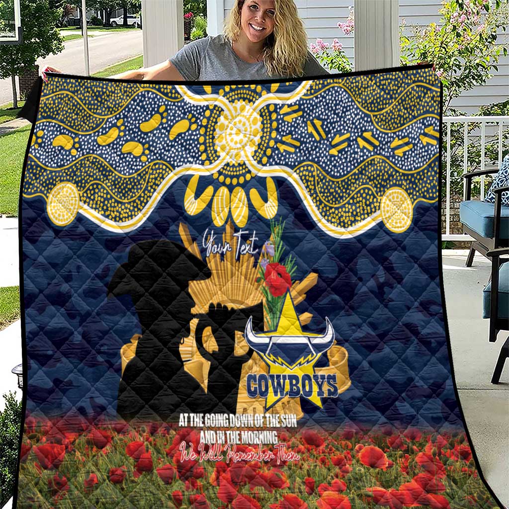 Personalised Cowboys Rugby ANZAC Day Quilt Last Post Poppy We Will Remember Them