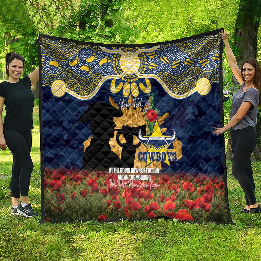 Personalised Cowboys Rugby ANZAC Day Quilt Last Post Poppy We Will Remember Them