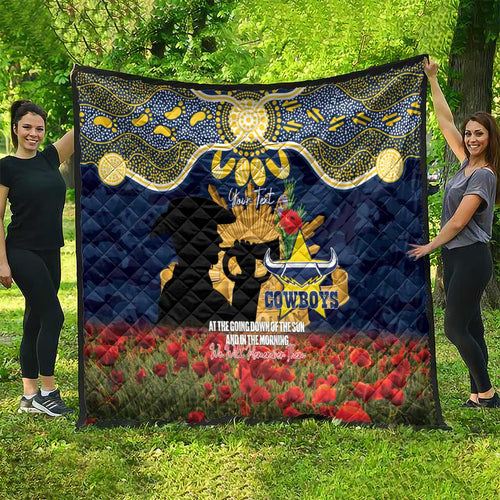Personalised Cowboys Rugby ANZAC Day Quilt Last Post Poppy We Will Remember Them