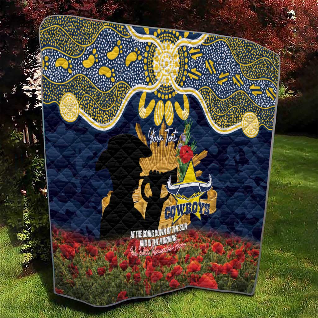 Personalised Cowboys Rugby ANZAC Day Quilt Last Post Poppy We Will Remember Them