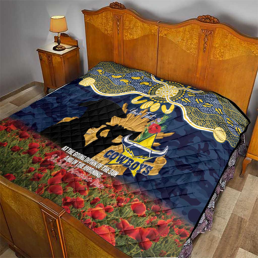 Personalised Cowboys Rugby ANZAC Day Quilt Last Post Poppy We Will Remember Them