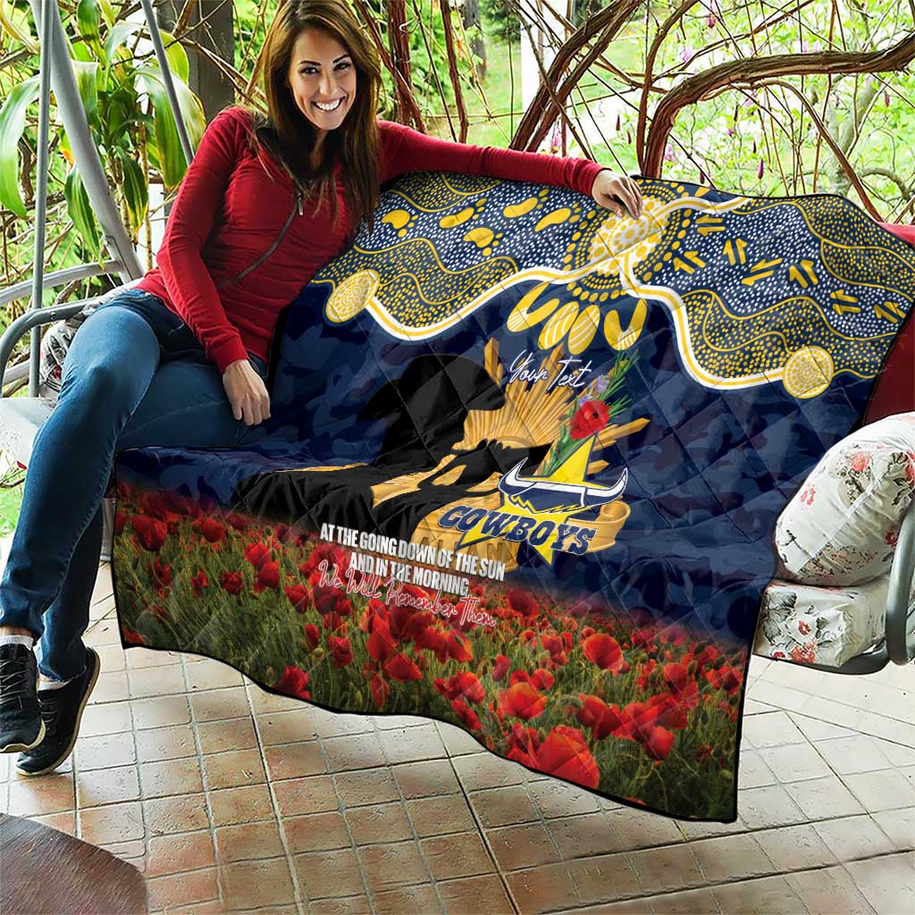 Personalised Cowboys Rugby ANZAC Day Quilt Last Post Poppy We Will Remember Them