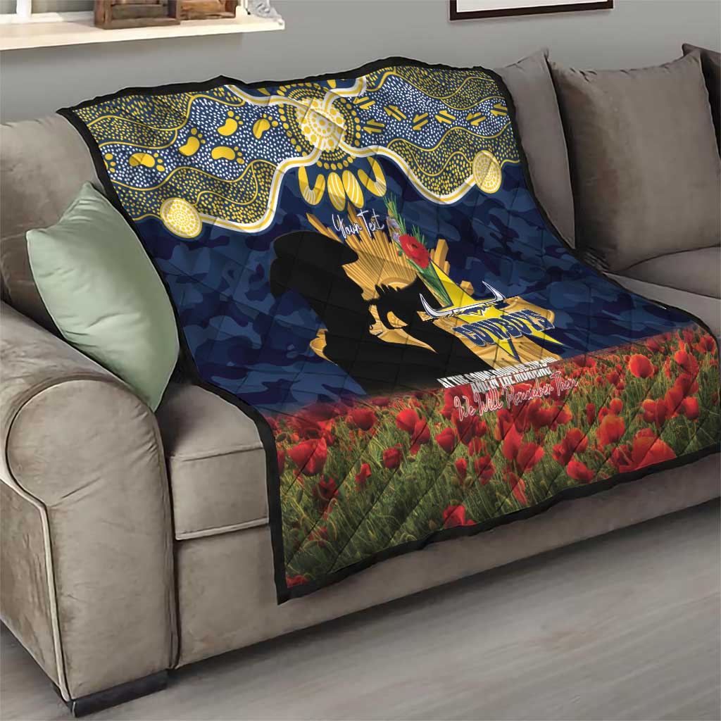Personalised Cowboys Rugby ANZAC Day Quilt Last Post Poppy We Will Remember Them