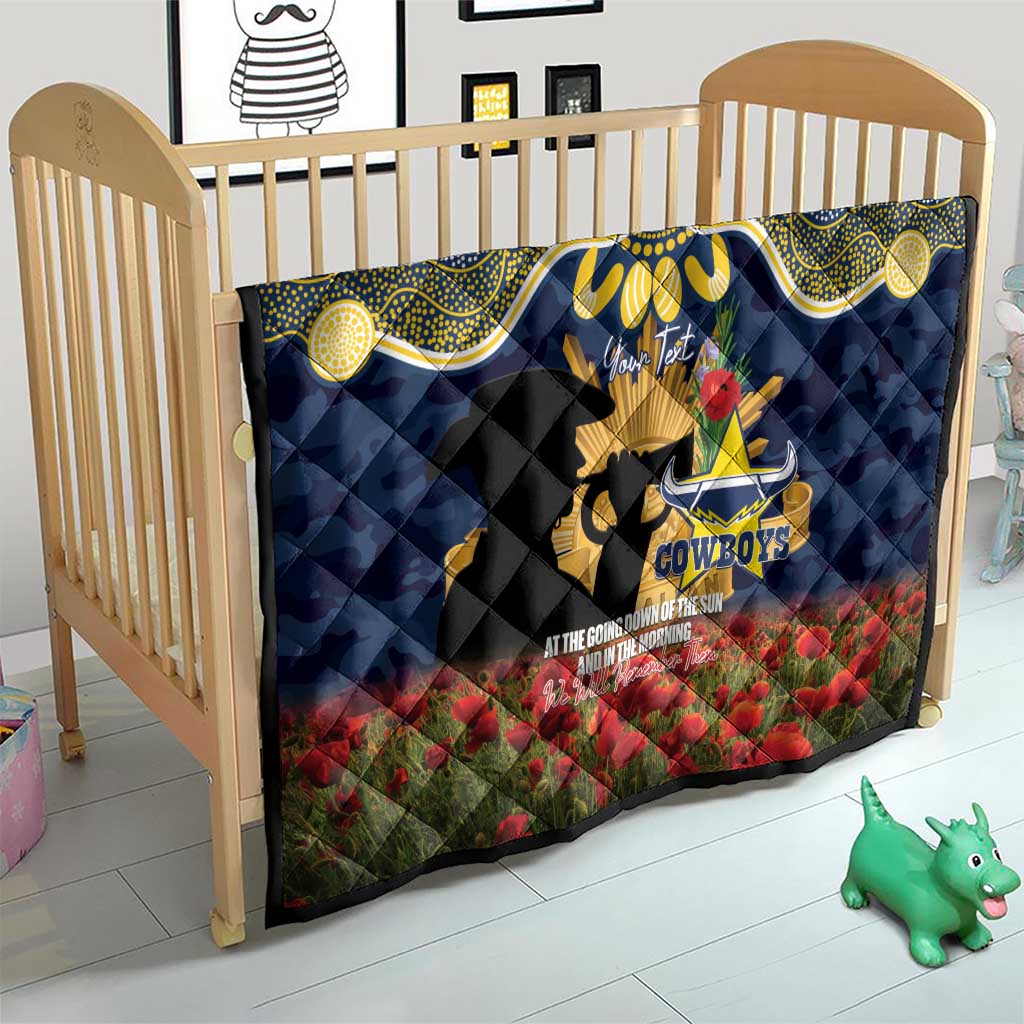 Personalised Cowboys Rugby ANZAC Day Quilt Last Post Poppy We Will Remember Them
