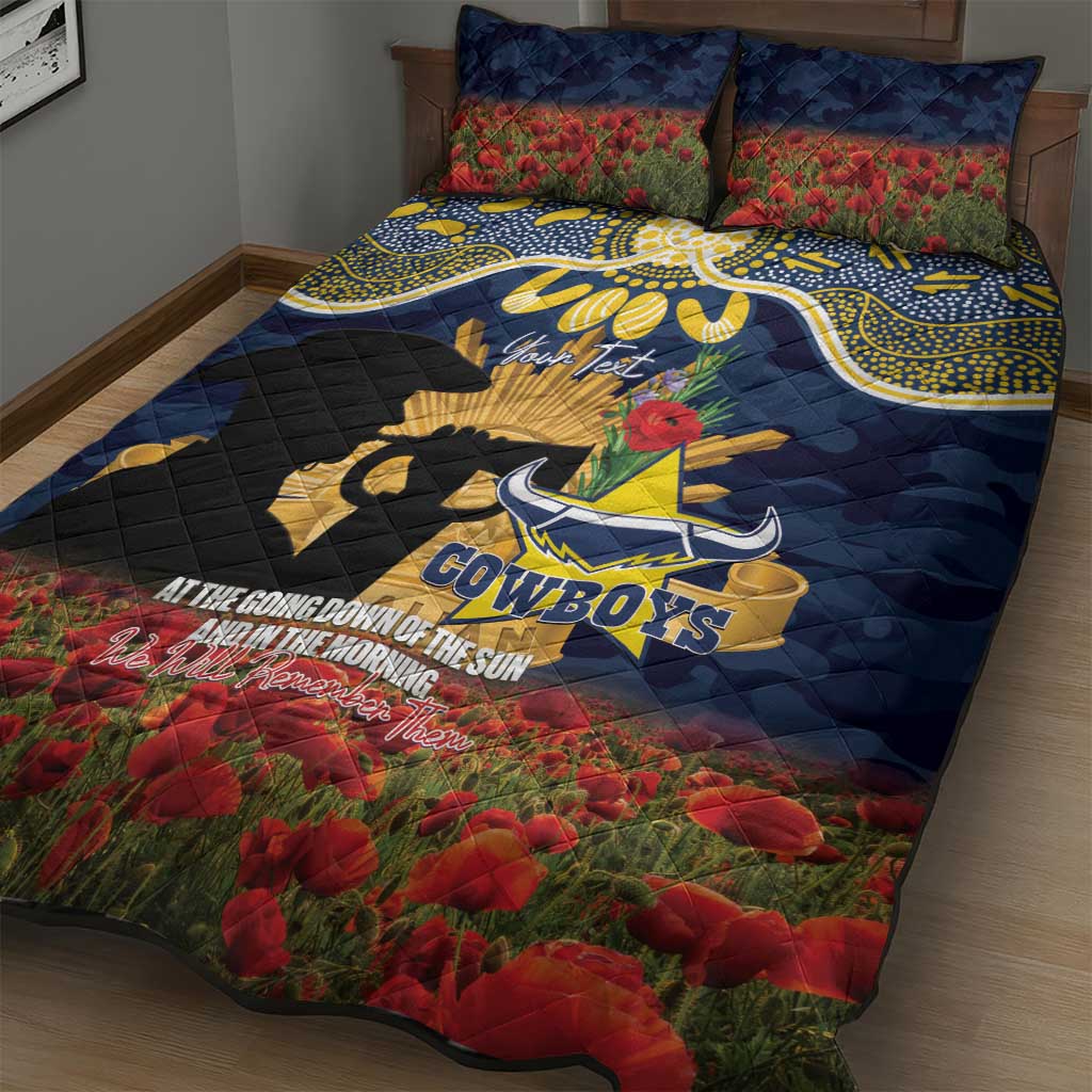 Personalised Cowboys Rugby ANZAC Day Quilt Bed Set Last Post Poppy We Will Remember Them