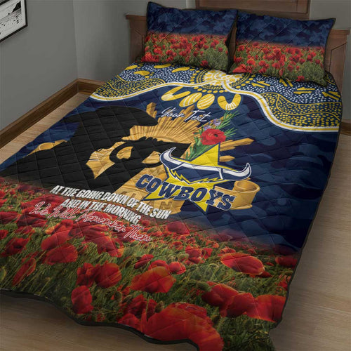 Personalised Cowboys Rugby ANZAC Day Quilt Bed Set Last Post Poppy We Will Remember Them