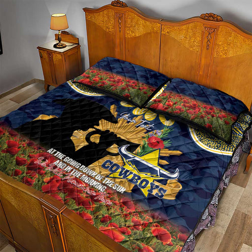 Personalised Cowboys Rugby ANZAC Day Quilt Bed Set Last Post Poppy We Will Remember Them