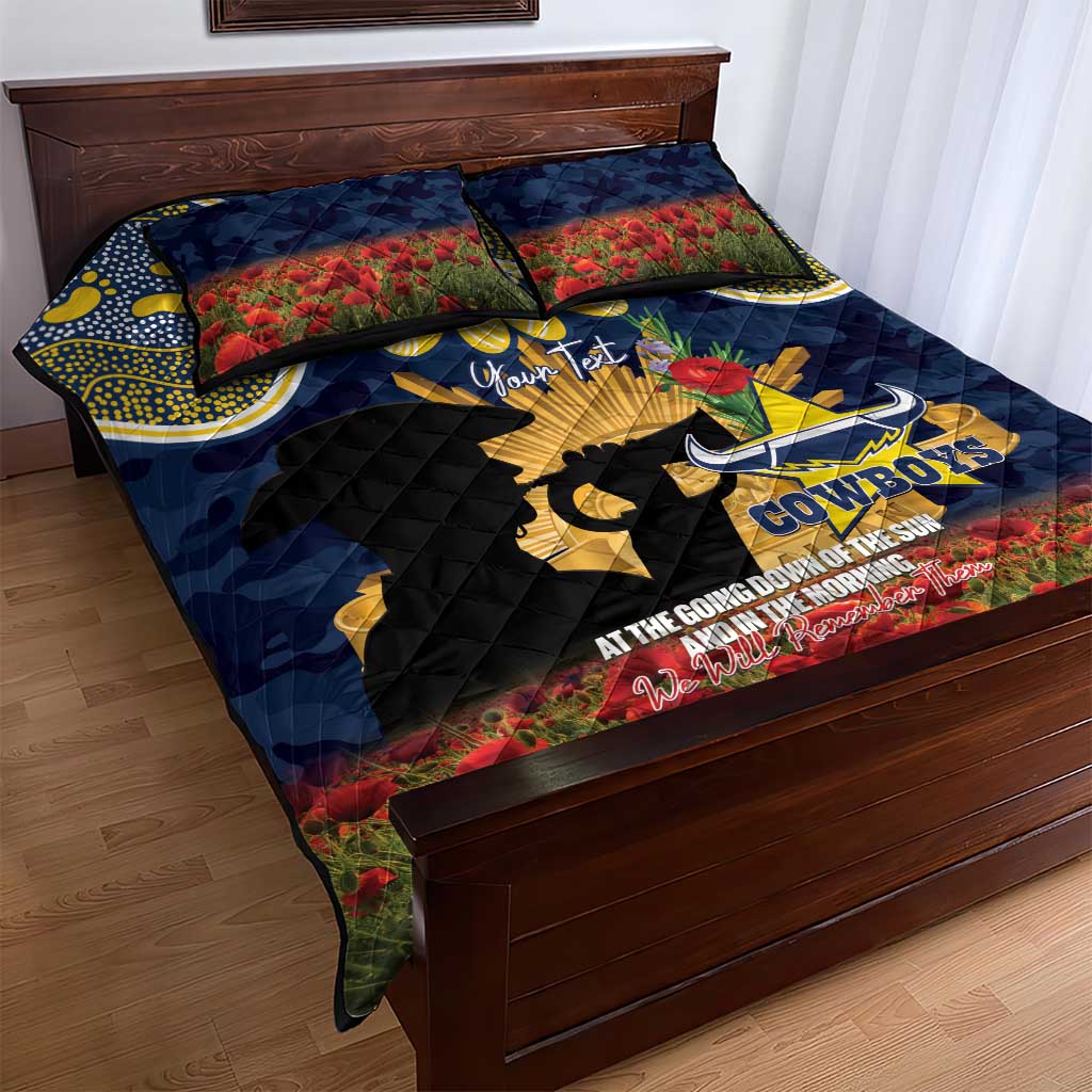 Personalised Cowboys Rugby ANZAC Day Quilt Bed Set Last Post Poppy We Will Remember Them