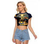 Personalised Cowboys Rugby ANZAC Day Raglan Cropped T Shirt Last Post Poppy We Will Remember Them