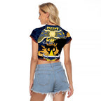 Personalised Cowboys Rugby ANZAC Day Raglan Cropped T Shirt Last Post Poppy We Will Remember Them