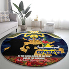 Personalised Cowboys Rugby ANZAC Day Round Carpet Last Post Poppy We Will Remember Them