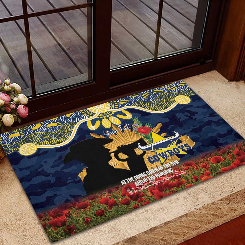Personalised Cowboys Rugby ANZAC Day Rubber Doormat Last Post Poppy We Will Remember Them